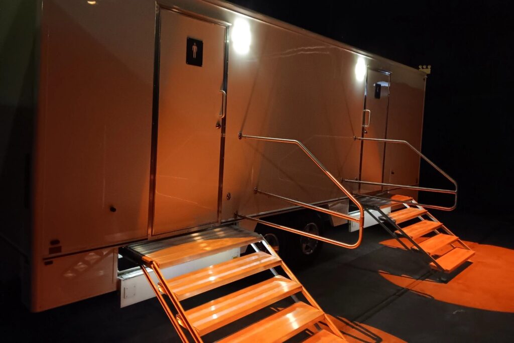 rental bathroom trailer for film sets and events